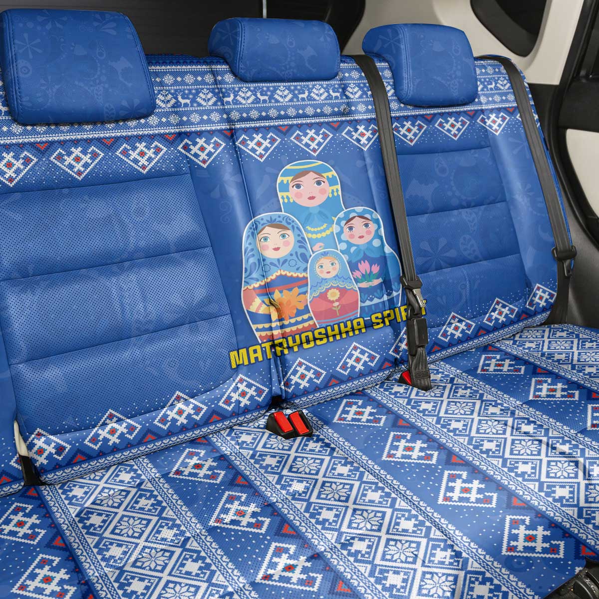Russia Matryoshka Spirit Back Car Seat Cover with Folk Pattern and Double-Headed Eagle Emblem