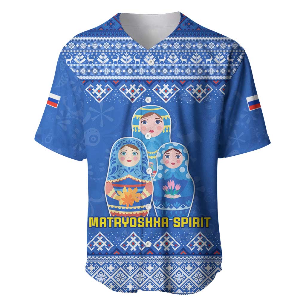 Russia Matryoshka Spirit Baseball Jersey with Folk Pattern and Double-Headed Eagle Emblem