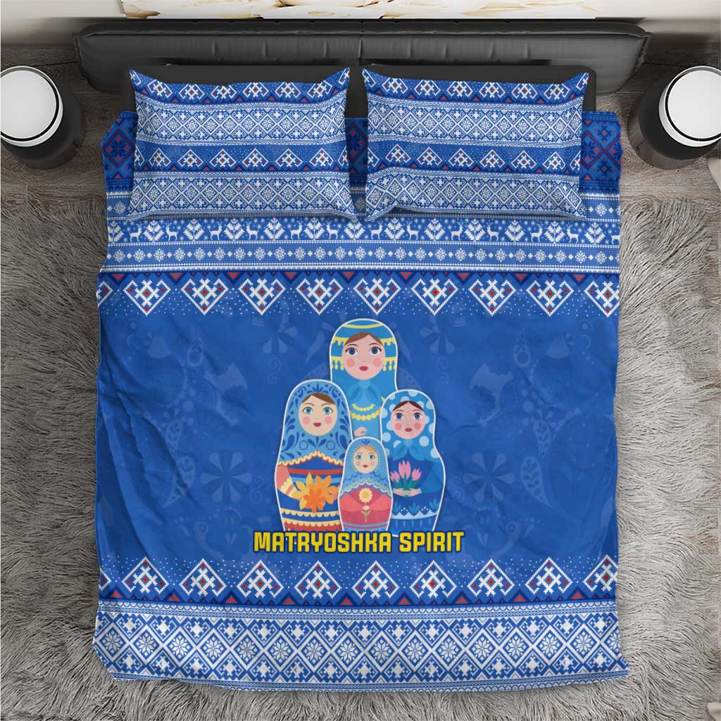 Russia Matryoshka Spirit Bedding Set with Folk Pattern and Double-Headed Eagle Emblem