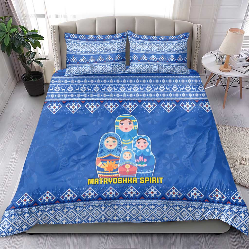 Russia Matryoshka Spirit Bedding Set with Folk Pattern and Double-Headed Eagle Emblem