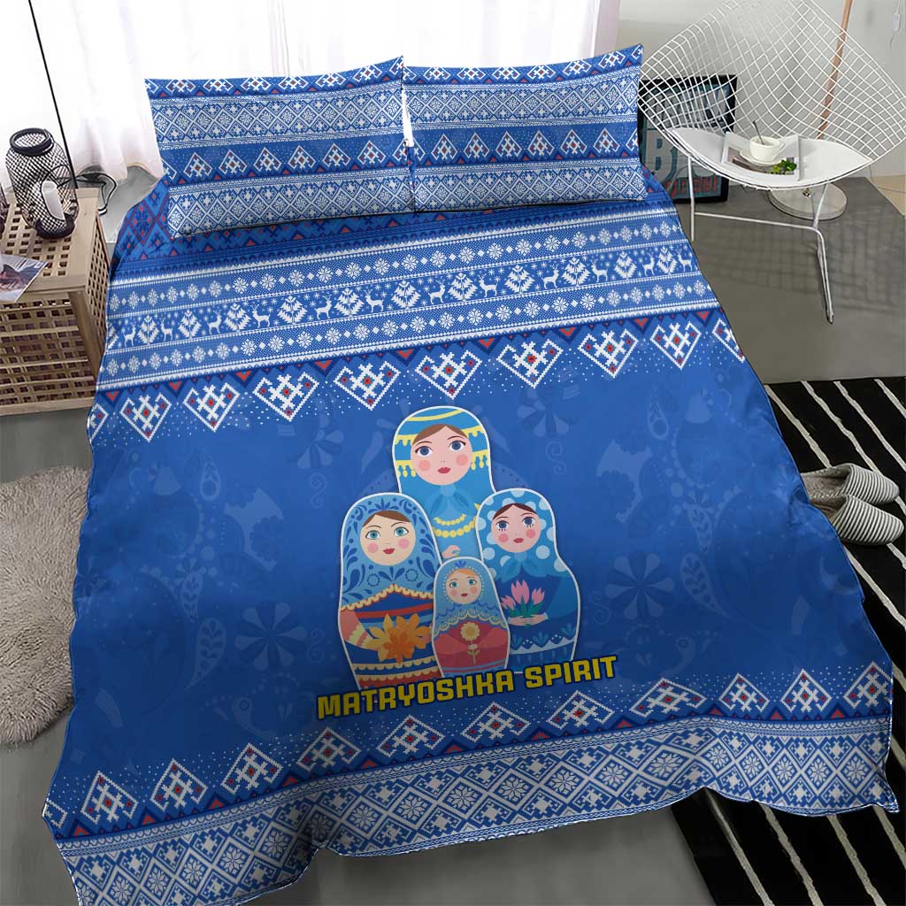 Russia Matryoshka Spirit Bedding Set with Folk Pattern and Double-Headed Eagle Emblem