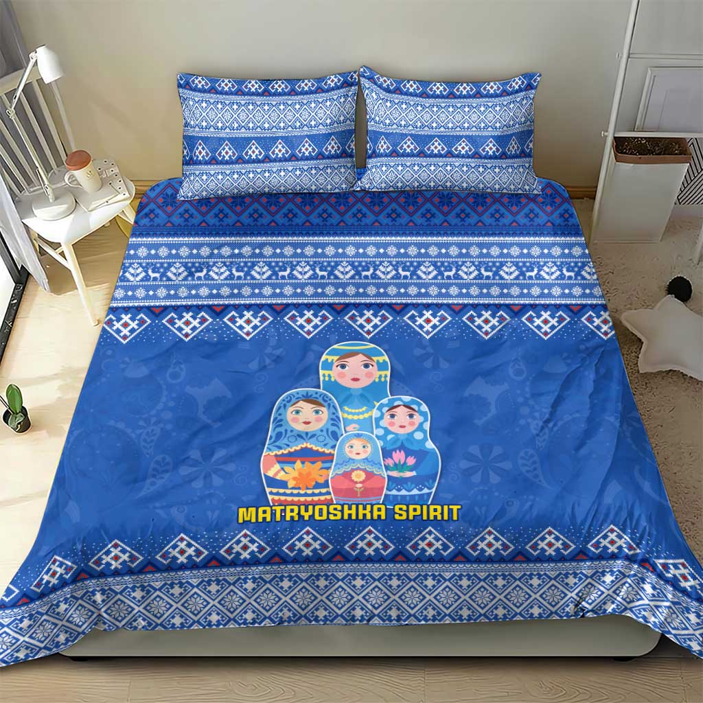 Russia Matryoshka Spirit Bedding Set with Folk Pattern and Double-Headed Eagle Emblem