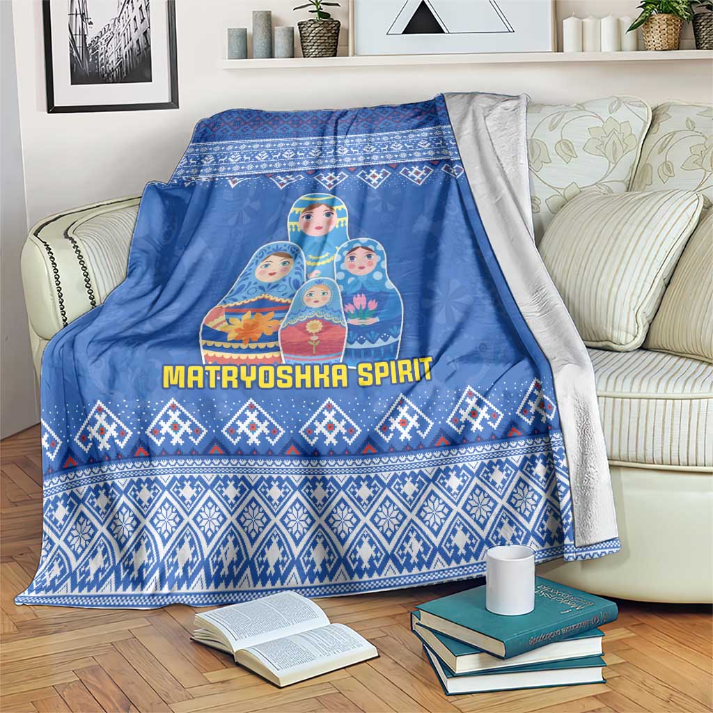 Russia Matryoshka Spirit Blanket with Folk Pattern and Double-Headed Eagle Emblem