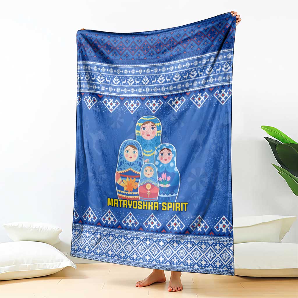 Russia Matryoshka Spirit Blanket with Folk Pattern and Double-Headed Eagle Emblem