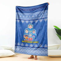Russia Matryoshka Spirit Blanket with Folk Pattern and Double-Headed Eagle Emblem