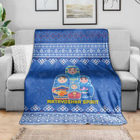 Russia Matryoshka Spirit Blanket with Folk Pattern and Double-Headed Eagle Emblem