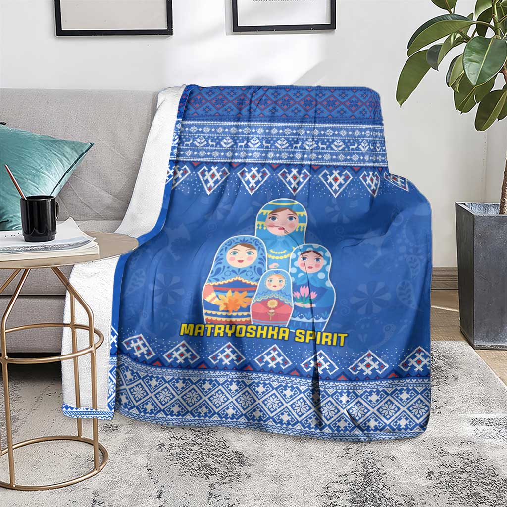 Russia Matryoshka Spirit Blanket with Folk Pattern and Double-Headed Eagle Emblem
