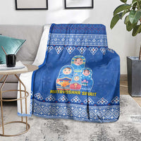 Russia Matryoshka Spirit Blanket with Folk Pattern and Double-Headed Eagle Emblem