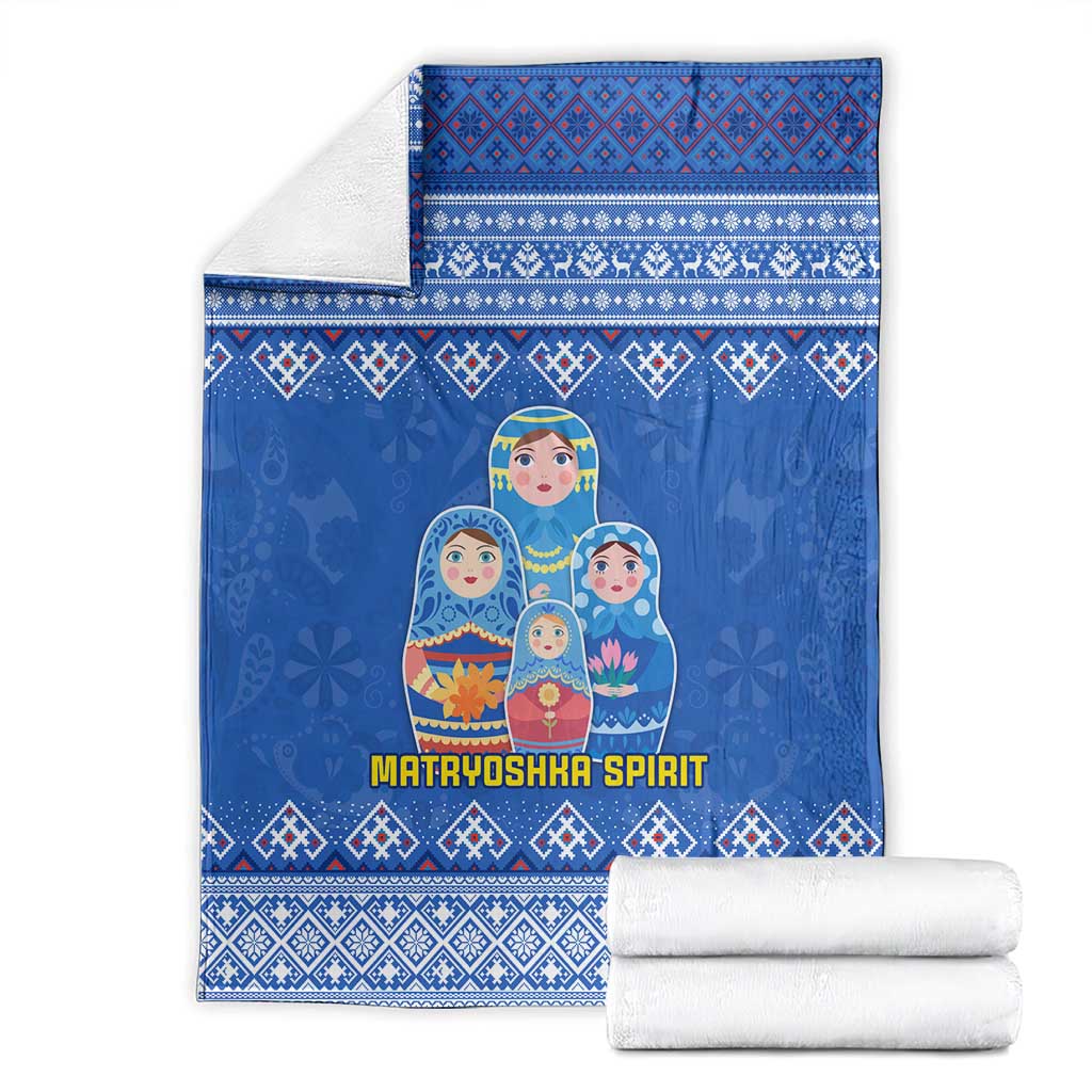 Russia Matryoshka Spirit Blanket with Folk Pattern and Double-Headed Eagle Emblem