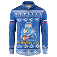 Russia Matryoshka Spirit Button Sweatshirt with Folk Pattern and Double-Headed Eagle Emblem