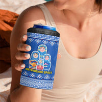 Russia Matryoshka Spirit 4 in 1 Can Cooler Tumbler with Folk Pattern and Double-Headed Eagle Emblem