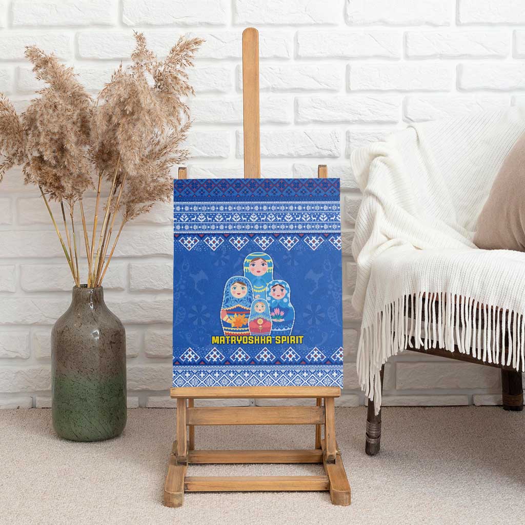 Russia Matryoshka Spirit Canvas Wall Art with Folk Pattern and Double-Headed Eagle Emblem
