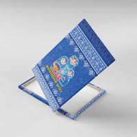 Russia Matryoshka Spirit Canvas Wall Art with Folk Pattern and Double-Headed Eagle Emblem