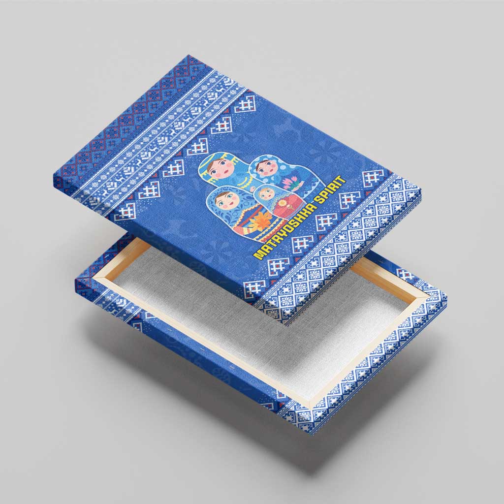 Russia Matryoshka Spirit Canvas Wall Art with Folk Pattern and Double-Headed Eagle Emblem