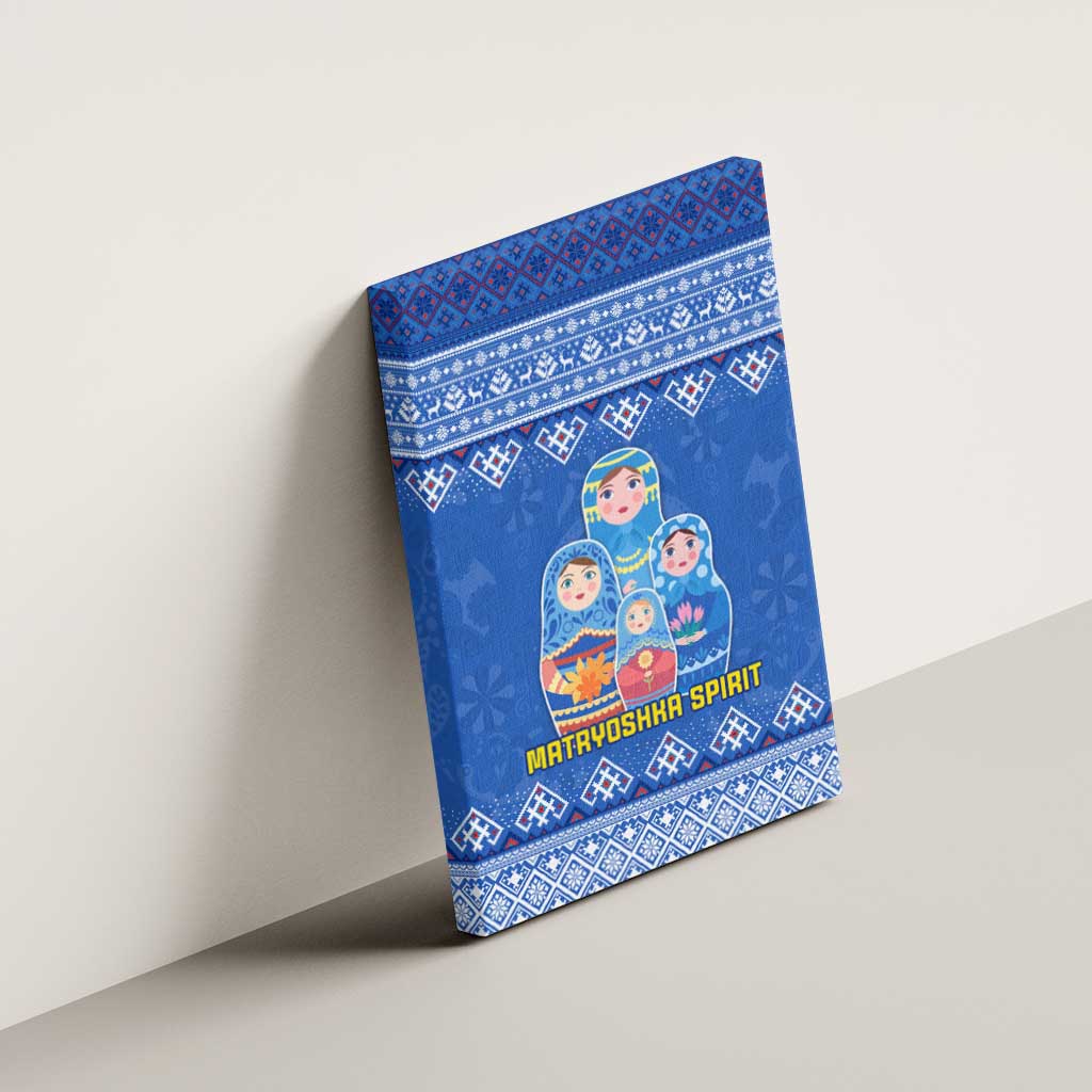 Russia Matryoshka Spirit Canvas Wall Art with Folk Pattern and Double-Headed Eagle Emblem
