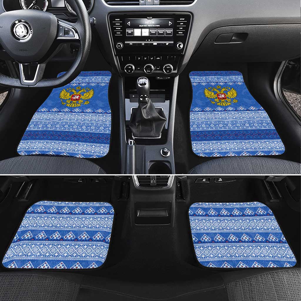 Russia Matryoshka Spirit Car Mats with Folk Pattern and Double-Headed Eagle Emblem