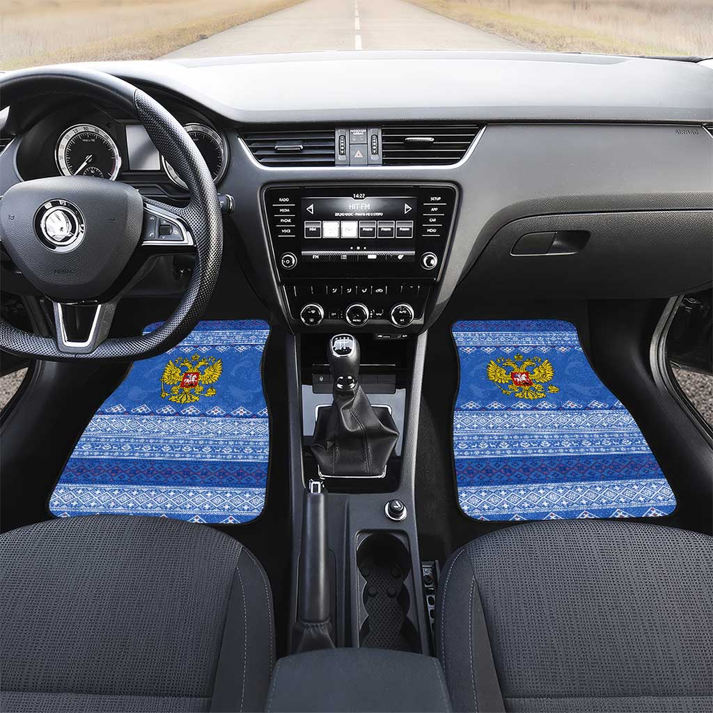 Russia Matryoshka Spirit Car Mats with Folk Pattern and Double-Headed Eagle Emblem