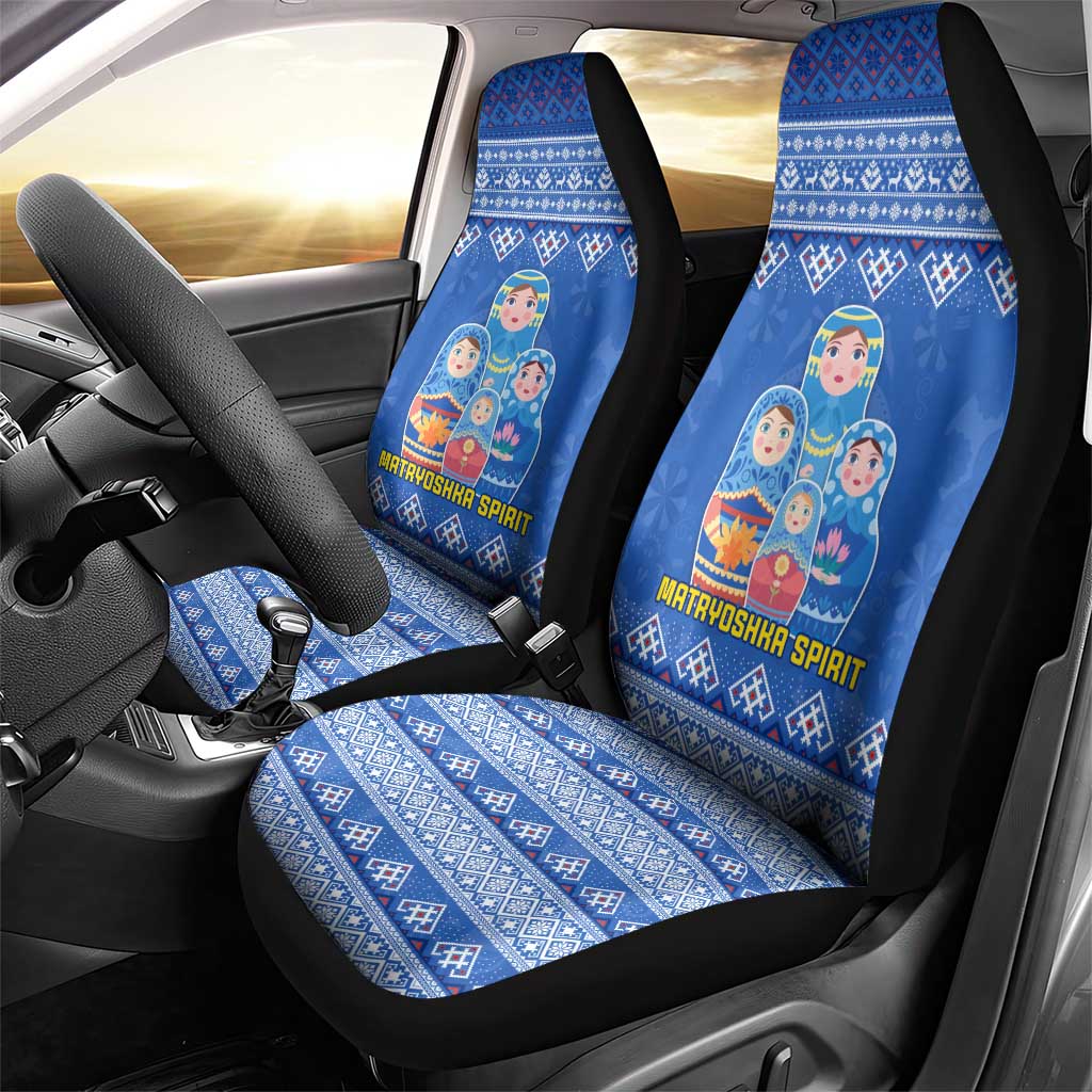 Russia Matryoshka Spirit Car Seat Cover with Folk Pattern and Double-Headed Eagle Emblem