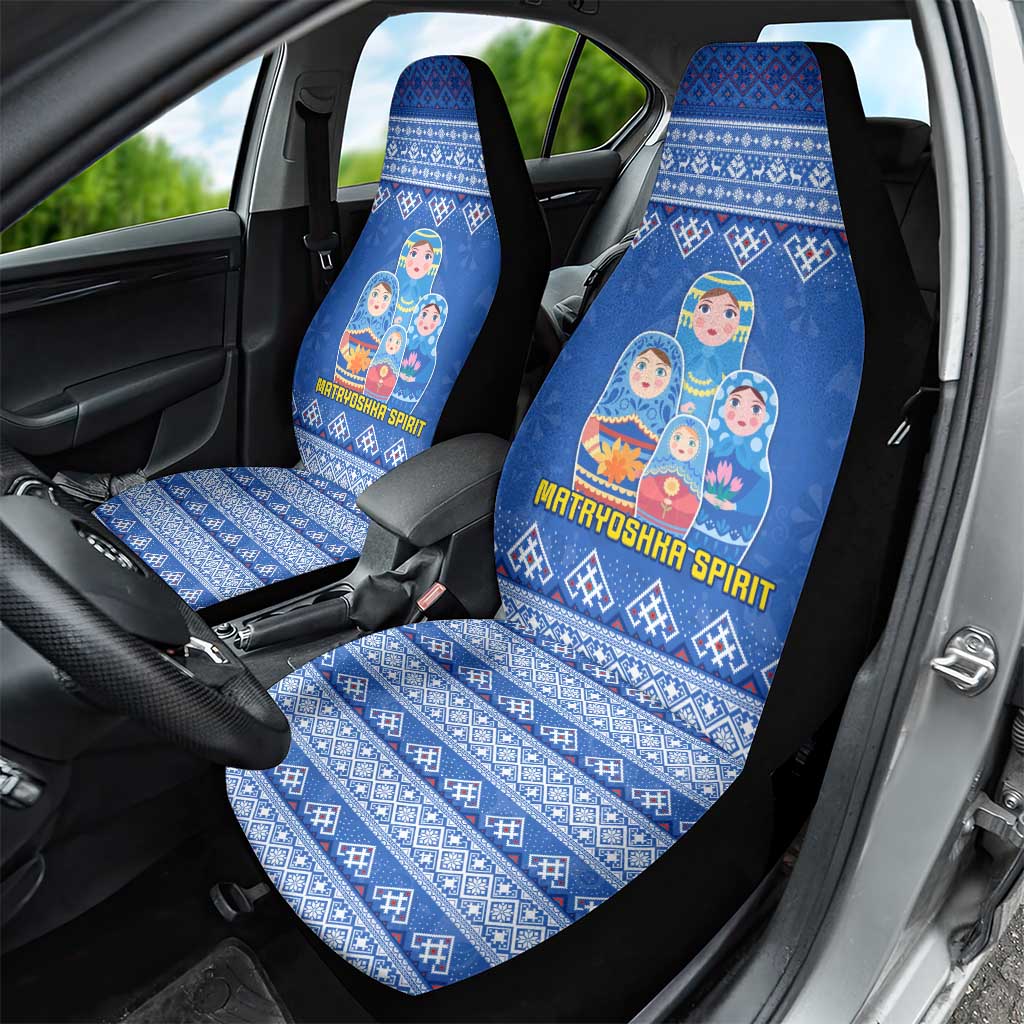 Russia Matryoshka Spirit Car Seat Cover with Folk Pattern and Double-Headed Eagle Emblem