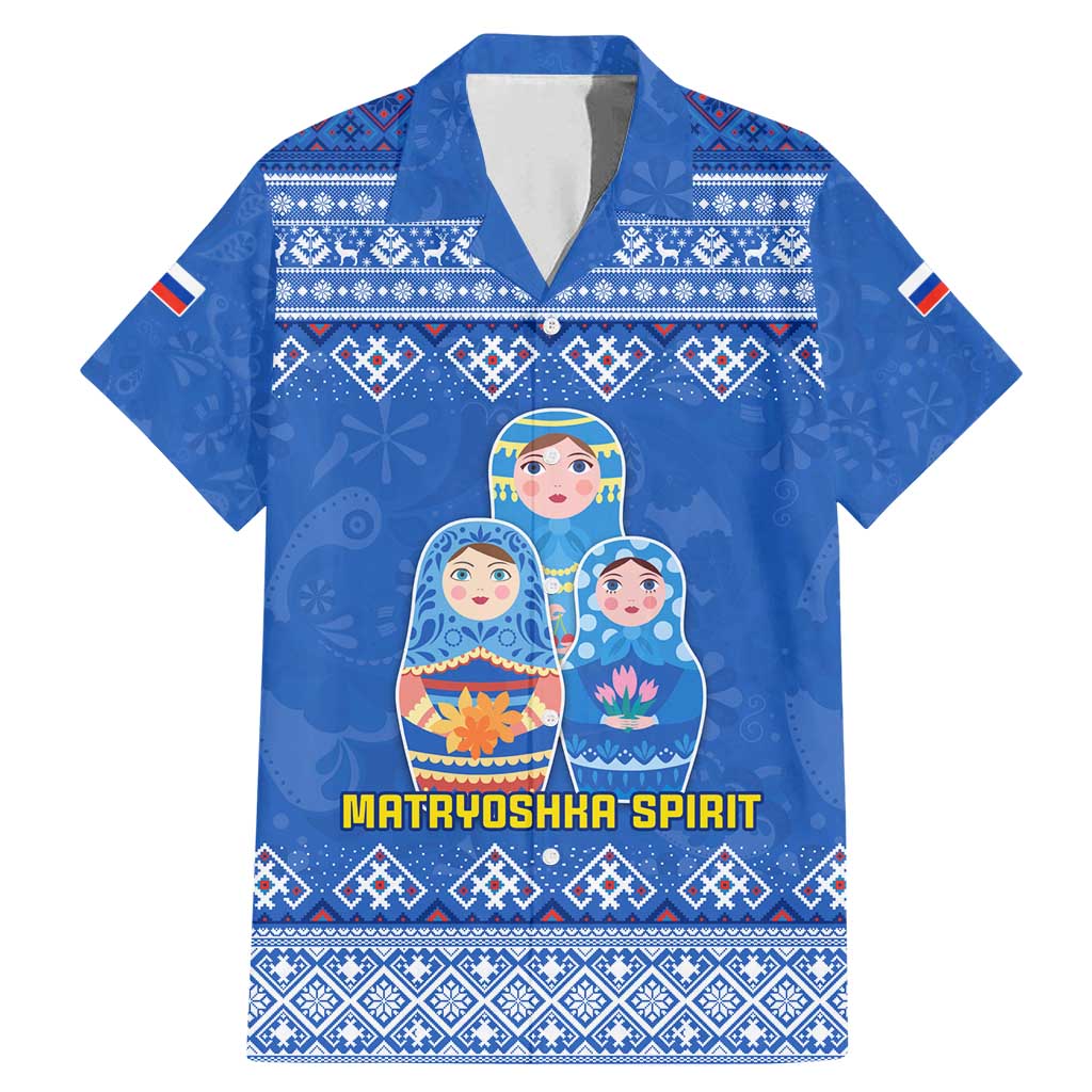 Russia Matryoshka Spirit Family Matching Mermaid Dress and Hawaiian Shirt with Folk Pattern and Double-Headed Eagle Emblem