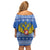Russia Matryoshka Spirit Family Matching Off Shoulder Short Dress and Hawaiian Shirt with Folk Pattern and Double-Headed Eagle Emblem