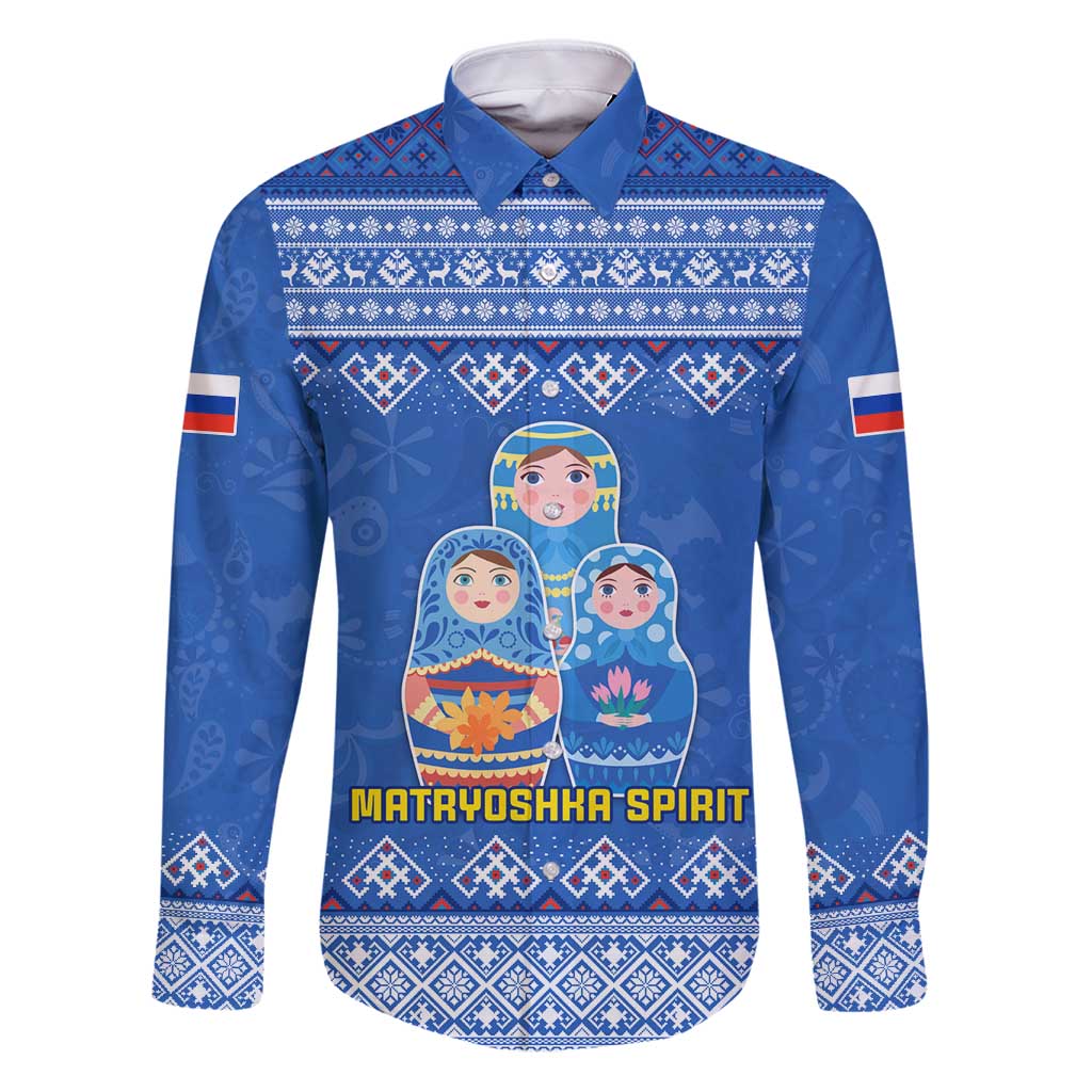 Russia Matryoshka Spirit Family Matching Puletasi and Hawaiian Shirt with Folk Pattern and Double-Headed Eagle Emblem