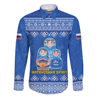 Russia Matryoshka Spirit Family Matching Summer Maxi Dress and Hawaiian Shirt with Folk Pattern and Double-Headed Eagle Emblem