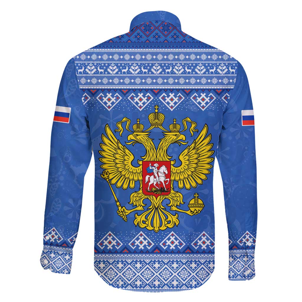 Russia Matryoshka Spirit Family Matching Summer Maxi Dress and Hawaiian Shirt with Folk Pattern and Double-Headed Eagle Emblem