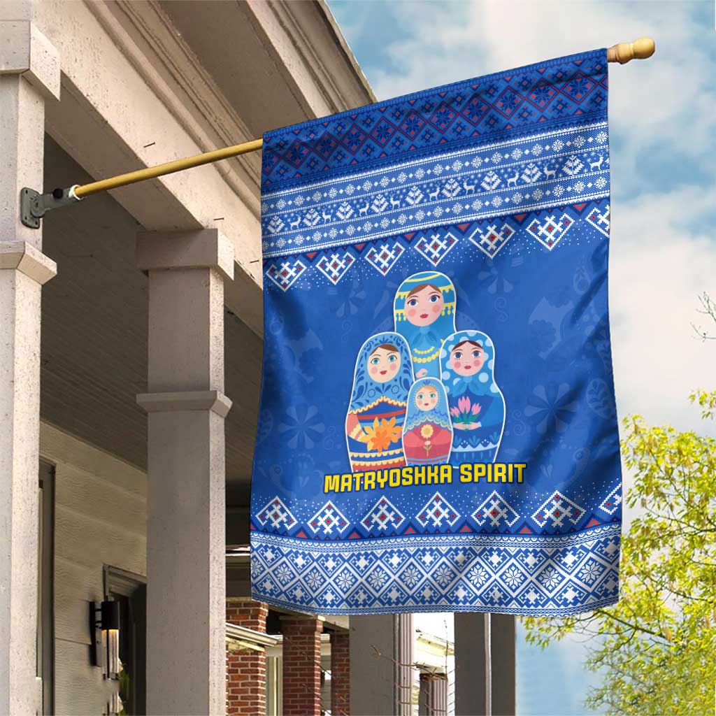Russia Matryoshka Spirit Garden Flag with Folk Pattern and Double-Headed Eagle Emblem