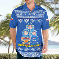 Russia Matryoshka Spirit Hawaiian Shirt with Folk Pattern and Double-Headed Eagle Emblem
