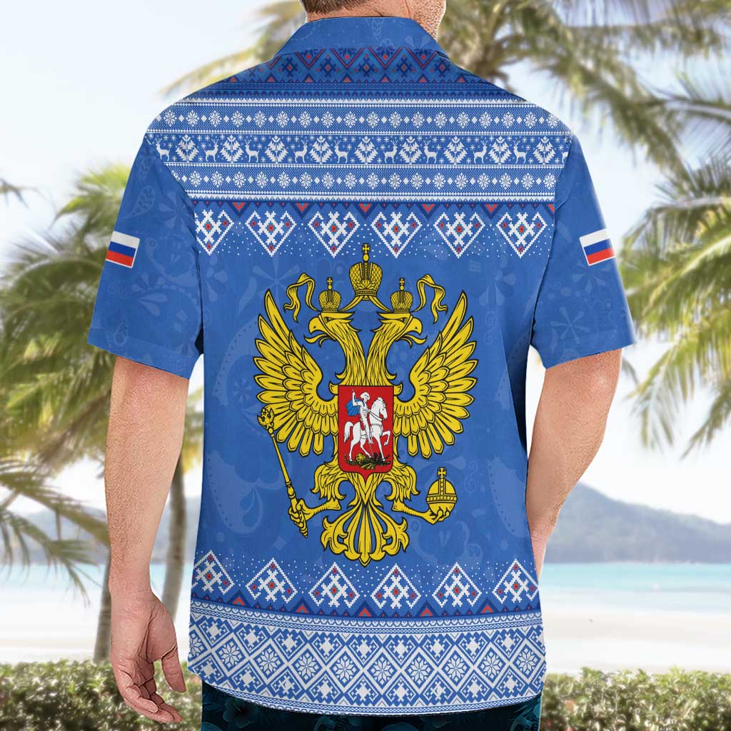 Russia Matryoshka Spirit Hawaiian Shirt with Folk Pattern and Double-Headed Eagle Emblem