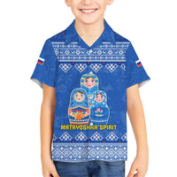 Russia Matryoshka Spirit Hawaiian Shirt with Folk Pattern and Double-Headed Eagle Emblem