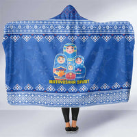 Russia Matryoshka Spirit Hooded Blanket with Folk Pattern and Double-Headed Eagle Emblem
