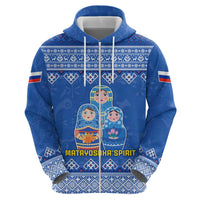 Russia Matryoshka Spirit Hoodie with Folk Pattern and Double-Headed Eagle Emblem