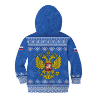 Russia Matryoshka Spirit Kid Hoodie with Folk Pattern and Double-Headed Eagle Emblem