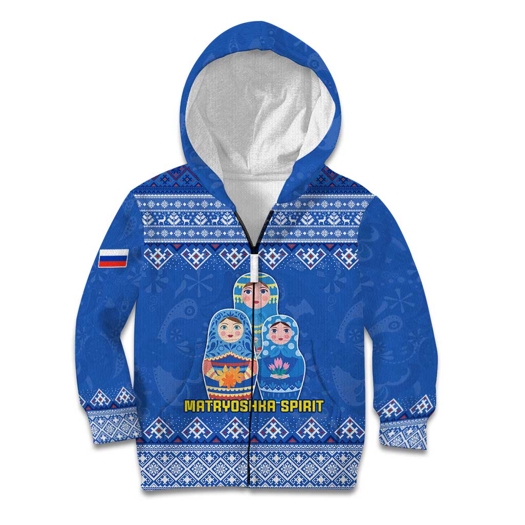 Russia Matryoshka Spirit Kid Hoodie with Folk Pattern and Double-Headed Eagle Emblem