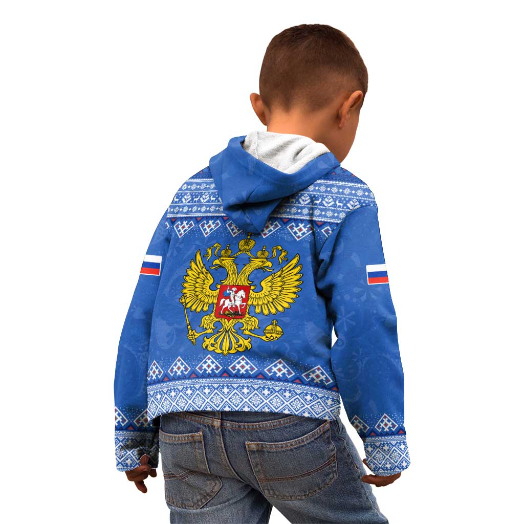 Russia Matryoshka Spirit Kid Hoodie with Folk Pattern and Double-Headed Eagle Emblem