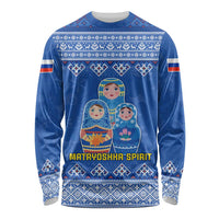 Russia Matryoshka Spirit Long Sleeve Shirt with Folk Pattern and Double-Headed Eagle Emblem