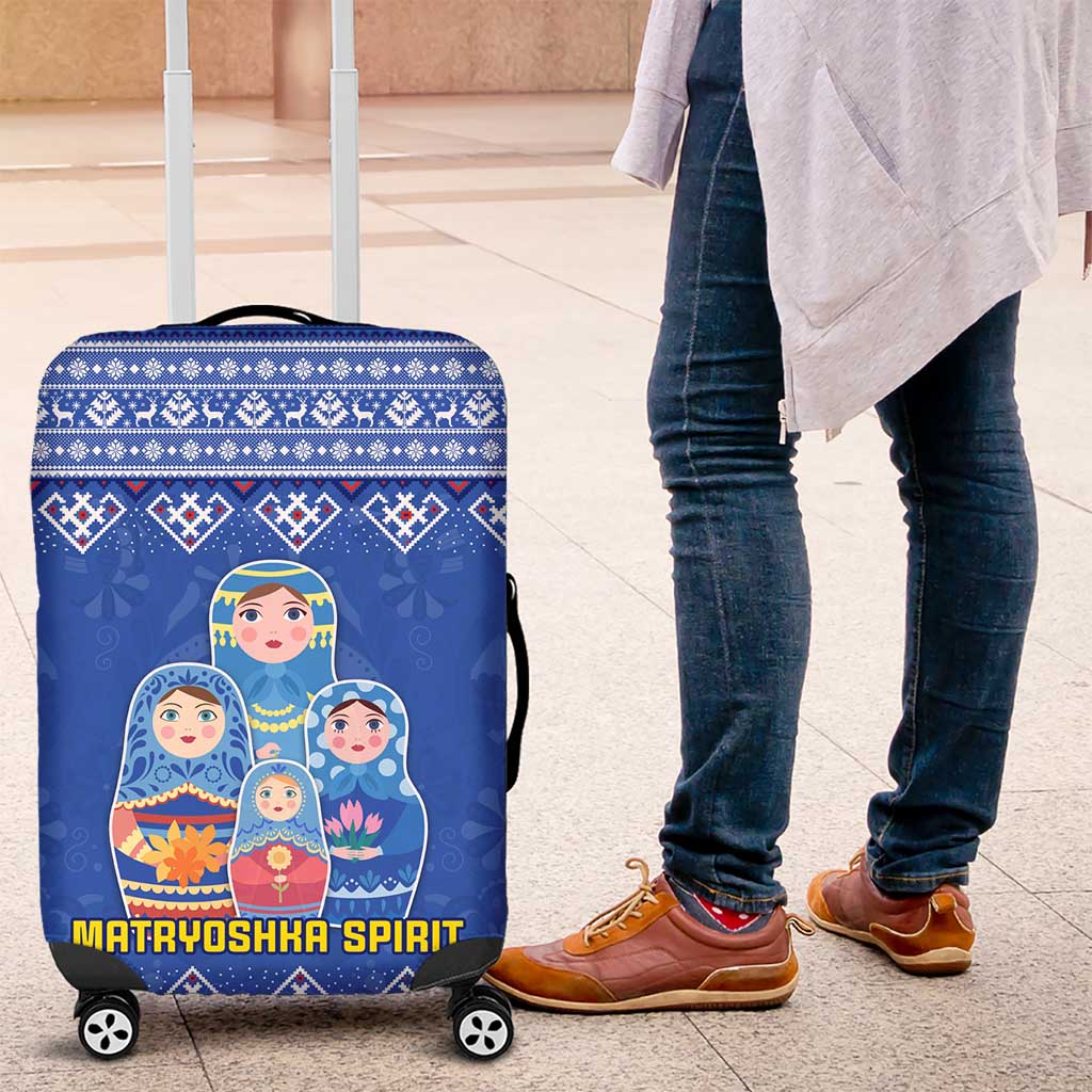 Russia Matryoshka Spirit Luggage Cover with Folk Pattern and Double-Headed Eagle Emblem