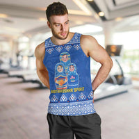 Russia Matryoshka Spirit Men Tank Top with Folk Pattern and Double-Headed Eagle Emblem