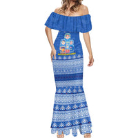 Russia Matryoshka Spirit Mermaid Dress with Folk Pattern and Double-Headed Eagle Emblem