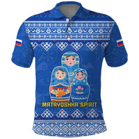 Russia Matryoshka Spirit Polo Shirt with Folk Pattern and Double-Headed Eagle Emblem