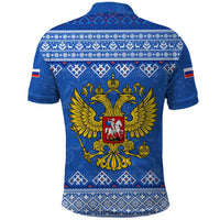 Russia Matryoshka Spirit Polo Shirt with Folk Pattern and Double-Headed Eagle Emblem