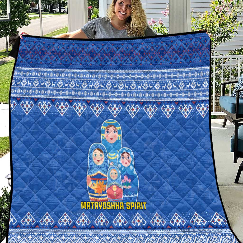 Russia Matryoshka Spirit Quilt with Folk Pattern and Double-Headed Eagle Emblem