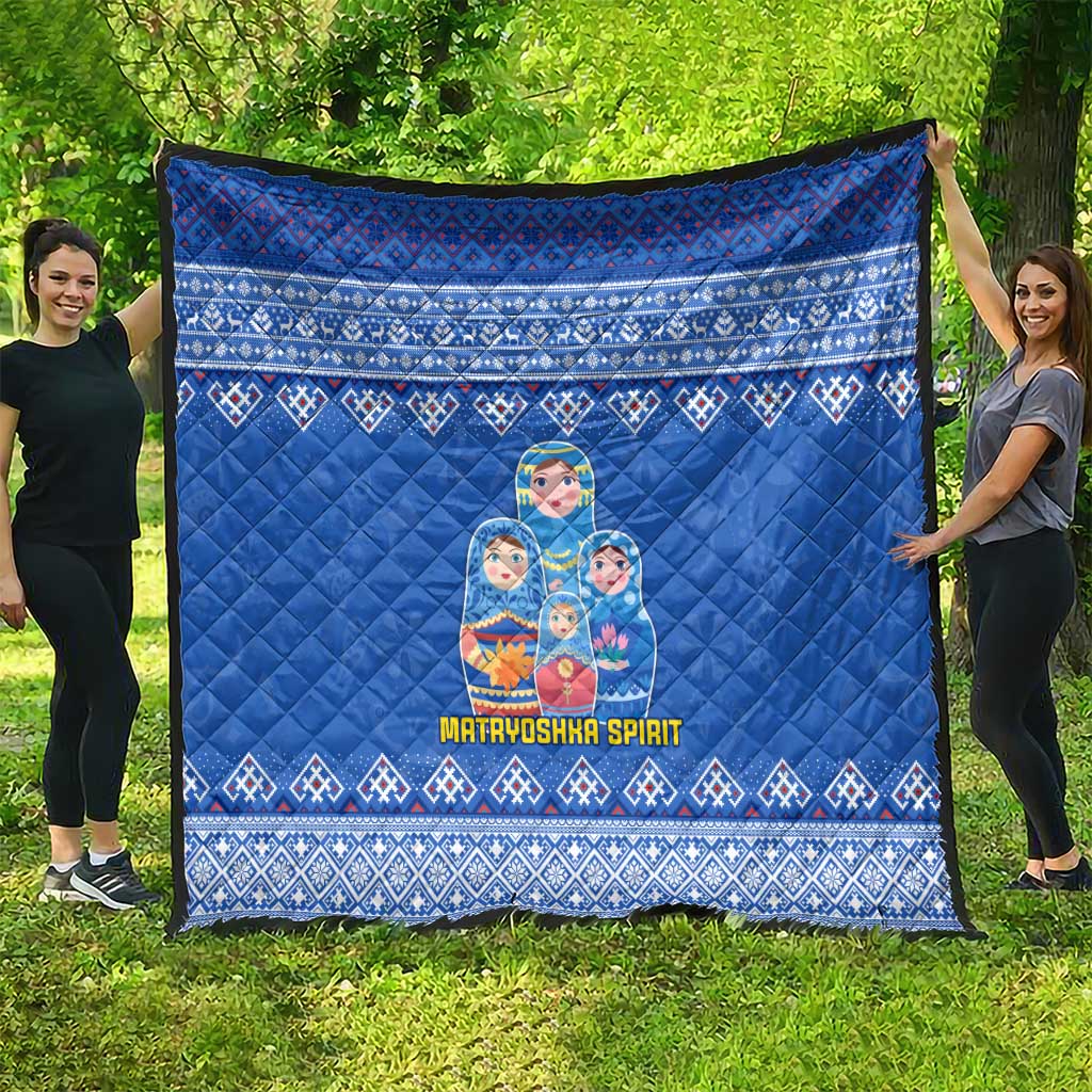 Russia Matryoshka Spirit Quilt with Folk Pattern and Double-Headed Eagle Emblem