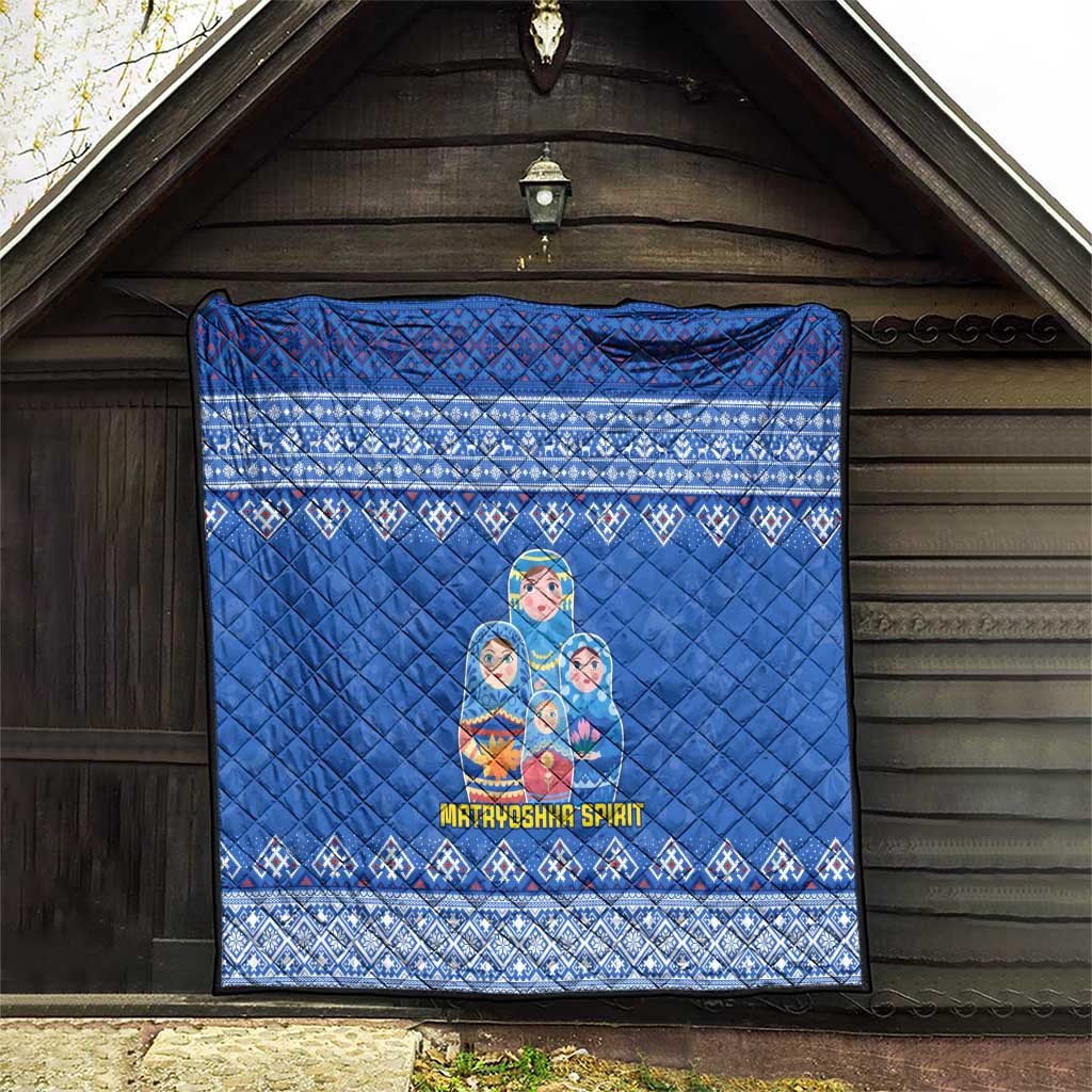 Russia Matryoshka Spirit Quilt with Folk Pattern and Double-Headed Eagle Emblem