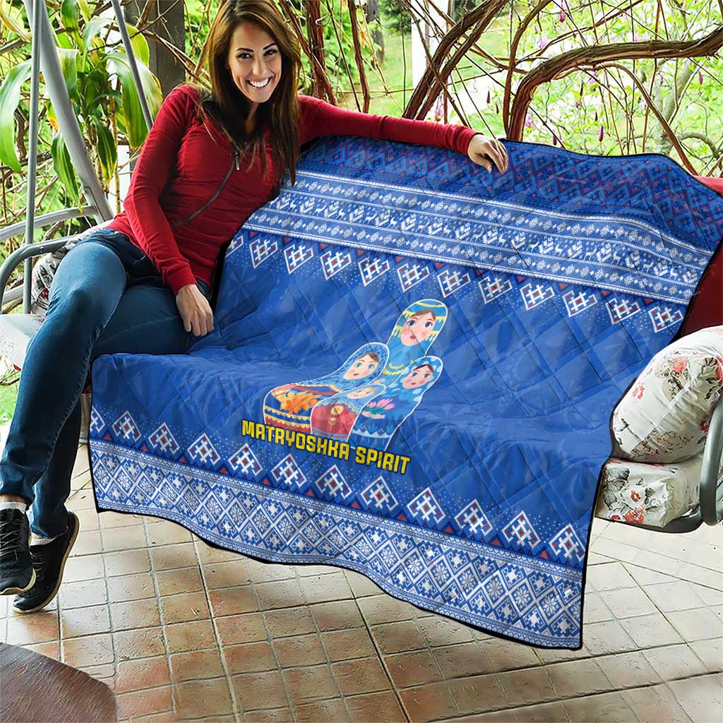 Russia Matryoshka Spirit Quilt with Folk Pattern and Double-Headed Eagle Emblem