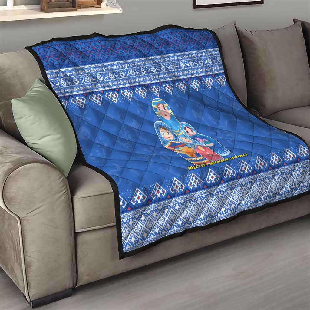 Russia Matryoshka Spirit Quilt with Folk Pattern and Double-Headed Eagle Emblem