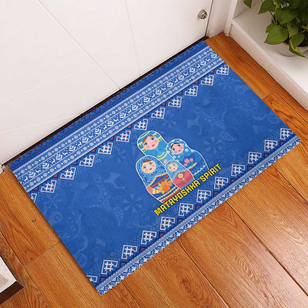 Russia Matryoshka Spirit Rubber Doormat with Folk Pattern and Double-Headed Eagle Emblem