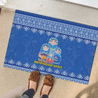 Russia Matryoshka Spirit Rubber Doormat with Folk Pattern and Double-Headed Eagle Emblem